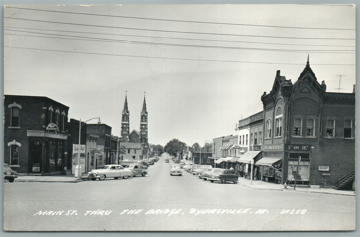 DYERSVILLE IA MAIN STREET VINTAGE REAL PHOTO POSTCARD RPPC