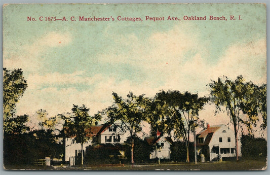 OAKLAND BEACH RI MANCHESTER'S COTTAGES PEQUOT AVE. ANTIQUE POSTCARD