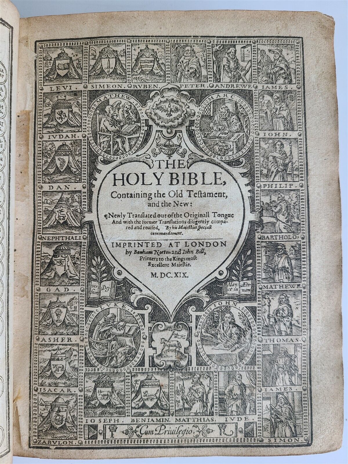 1619-1620 BIBLE in ENGLISH by B.Norton,J.Bill,Robert Barker antique ILLUSTRATED