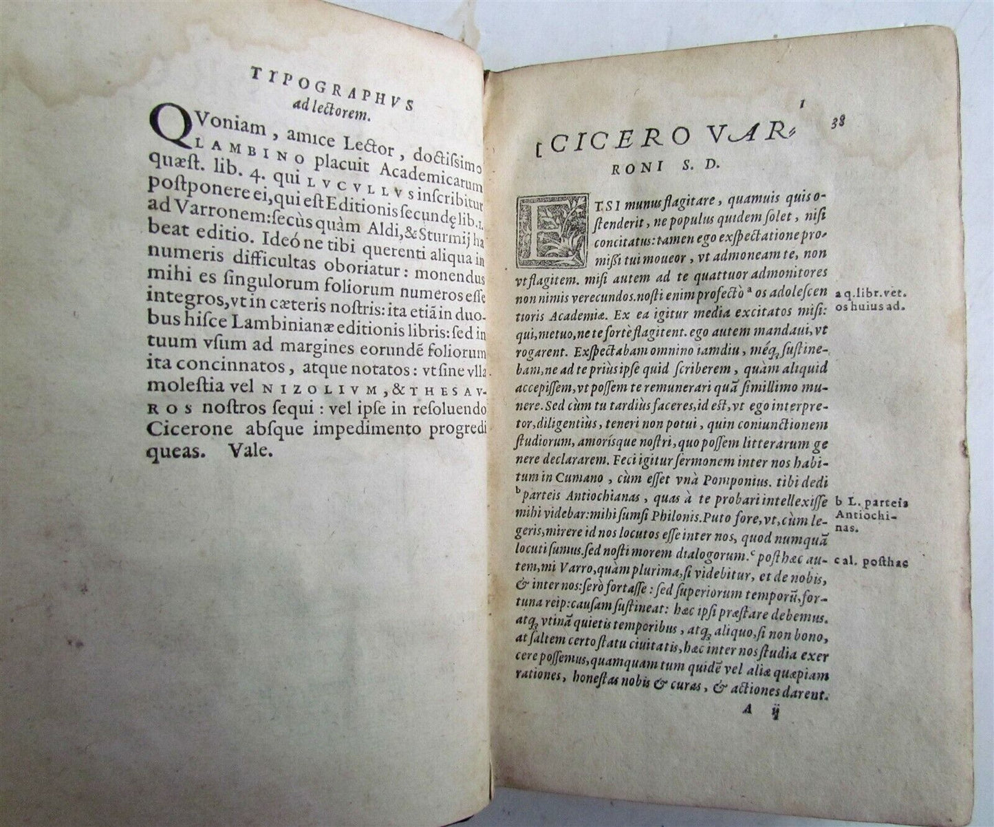 1581 CICERO PHILOSOPHICORUM 16th CENTURY