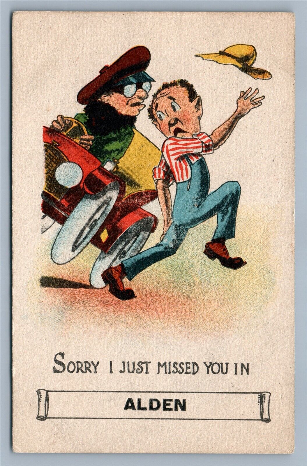ALDEN NY SORRY I MISSED YOU ANTIQUE POSTCARD