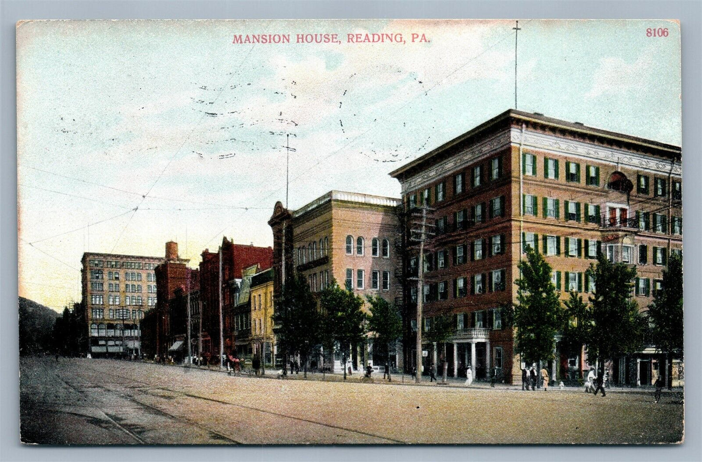 READING PA MANSION HOUSE ANTIQUE POSTCARD