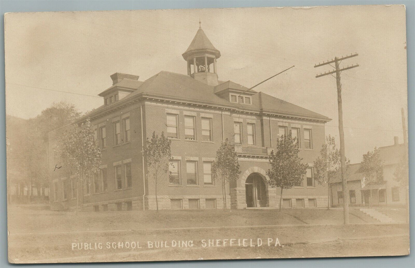 SHEFFIELD PA PUBLIC SCHOOL ANTIQUE REAL PHOTO POSTCARD RPPC