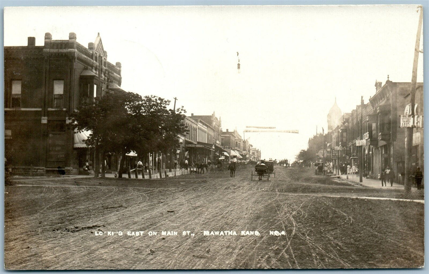 HIAWATHA KS MAIN STREET ANTIQUE REAL PHOTO POSTCARD RPPC