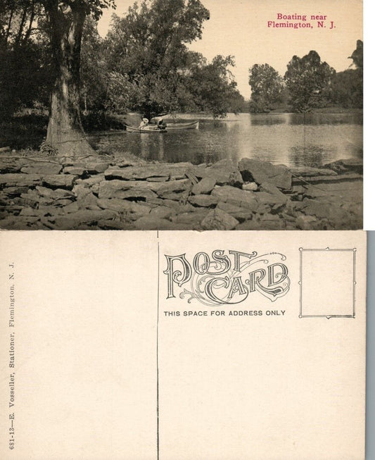 FLEMINGTON N.J. BOATING ANTIQUE POSTCARD