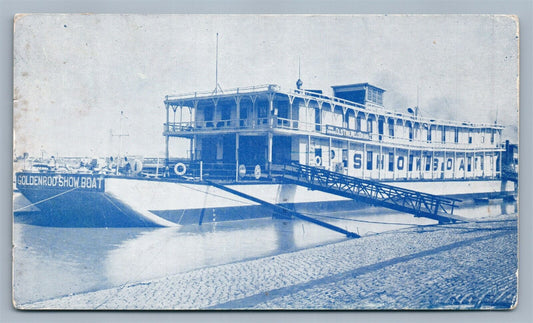 ST.LOUIS MO MISSISSIPPI RIVER SHOWBOAT GOLDENROD ANTIQUE POSTCARD