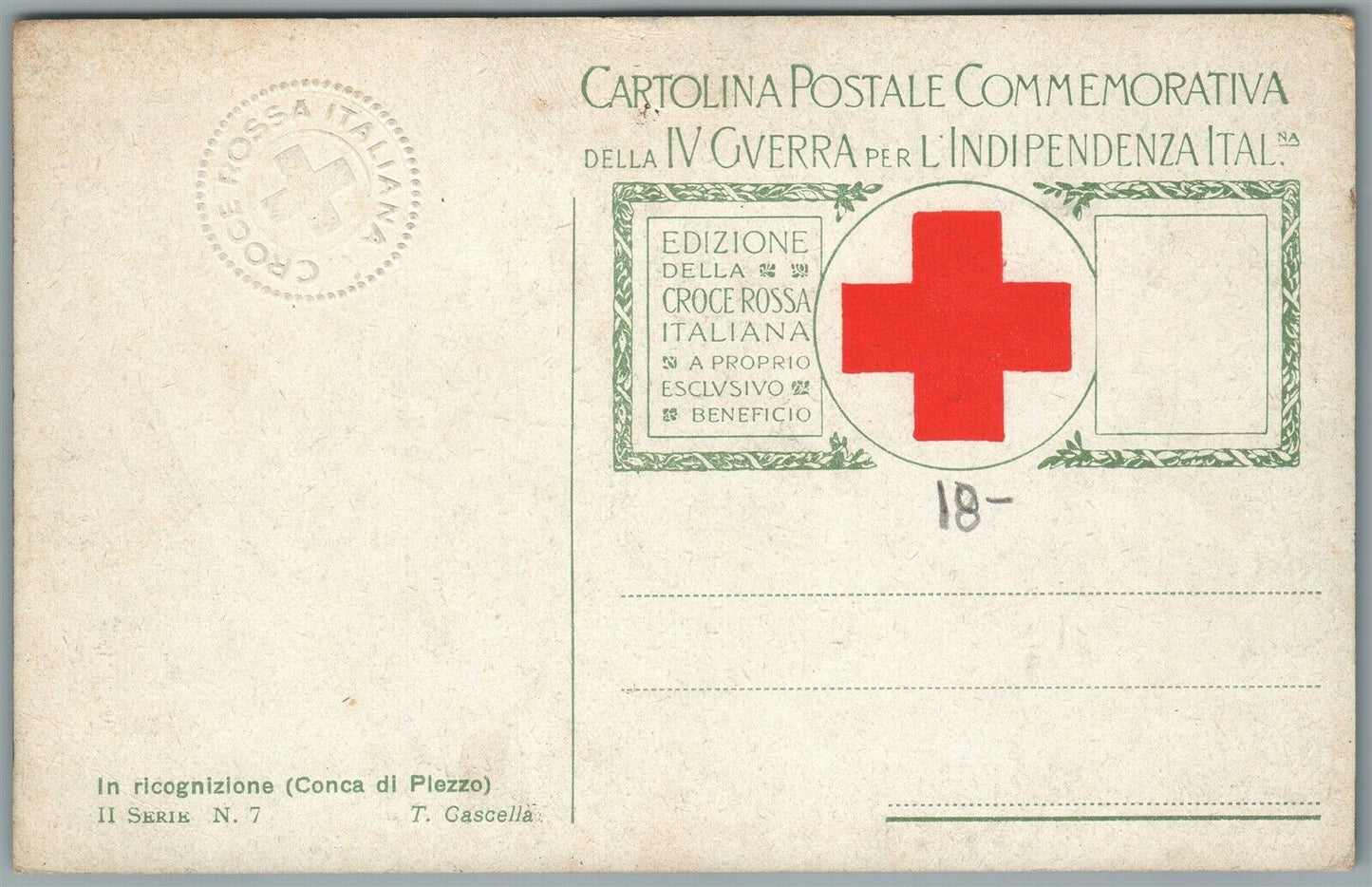 WWI ERA ITALIAN RED CROSS MILITARY ANTIQUE POSTCARD SOLDIER w/ RIFLE