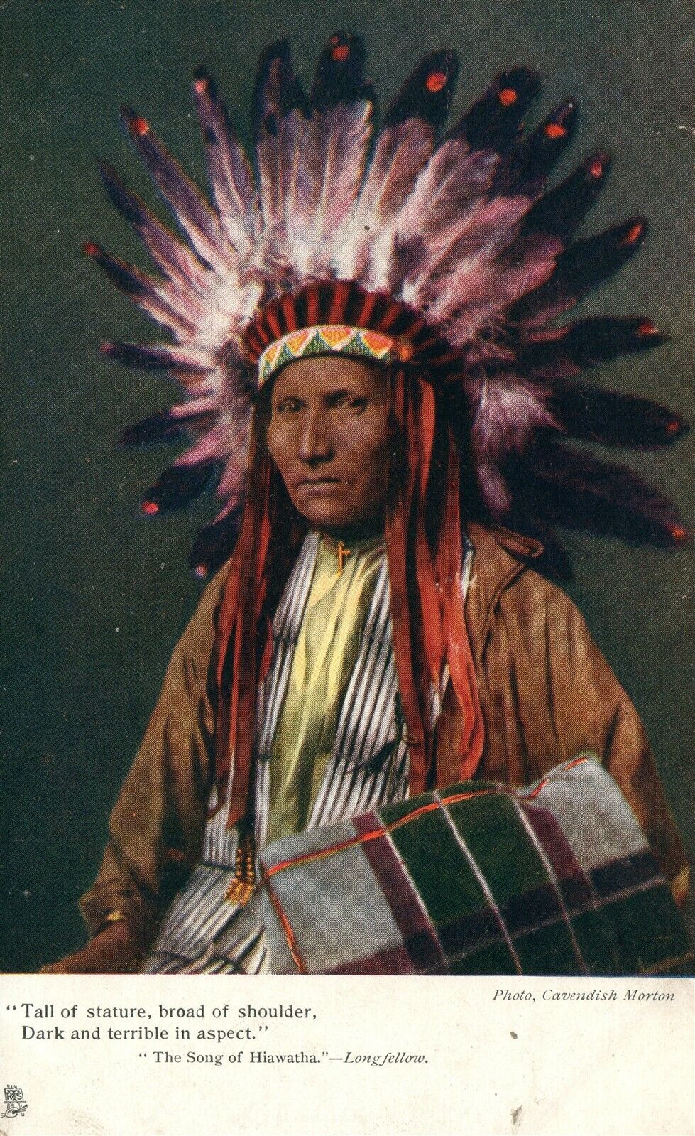 AMERICAN INDIAN FROM SONG OF HIAWATHA SERIES ANTIQUE POSTCARD