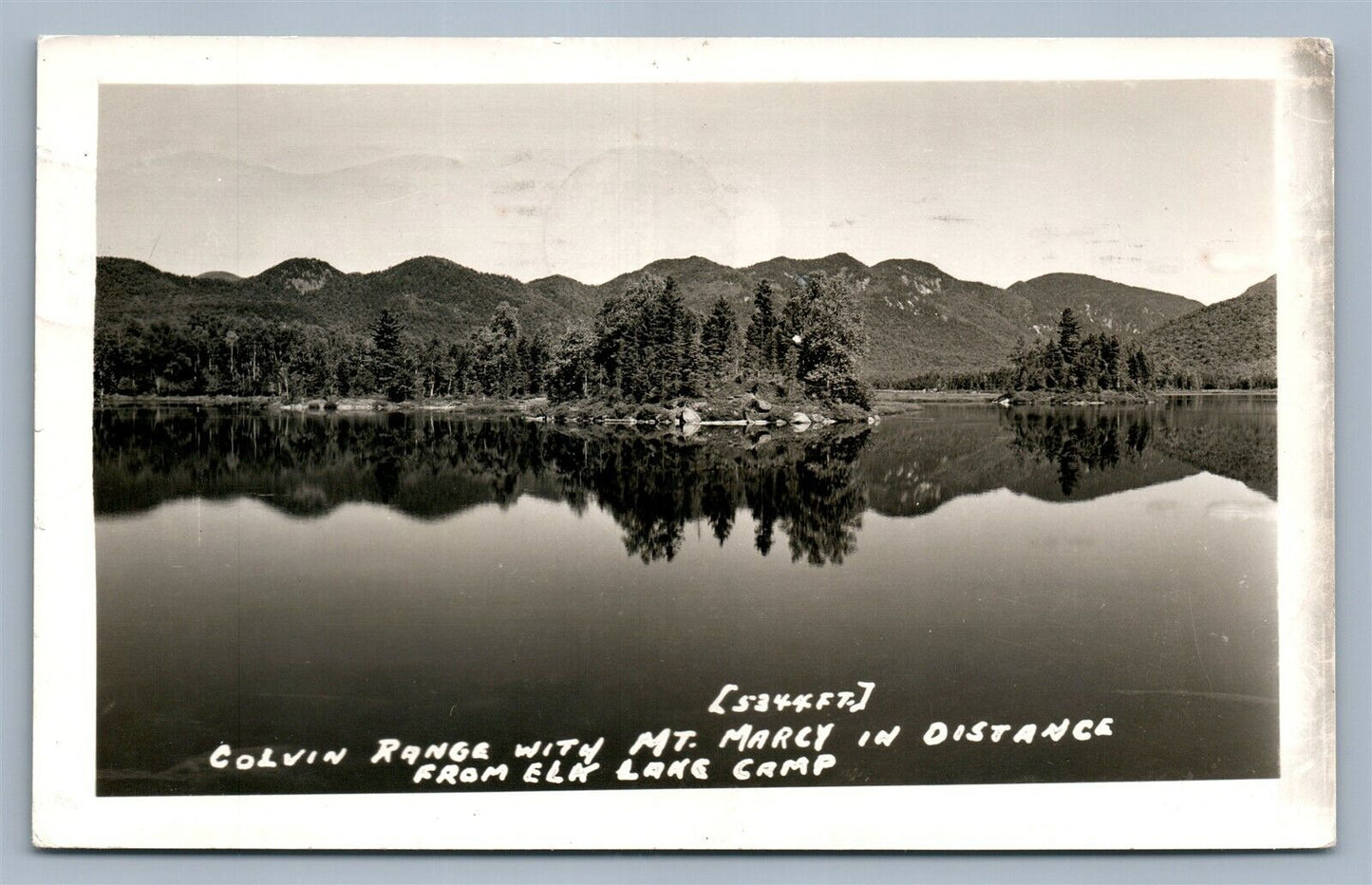COLVIN RANGE NY MT. MARCY FROM ELK LAKE CAMP VINTAGE REAL PHOTO POSTCARD RPPC