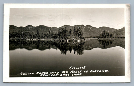 COLVIN RANGE NY MT. MARCY FROM ELK LAKE CAMP VINTAGE REAL PHOTO POSTCARD RPPC