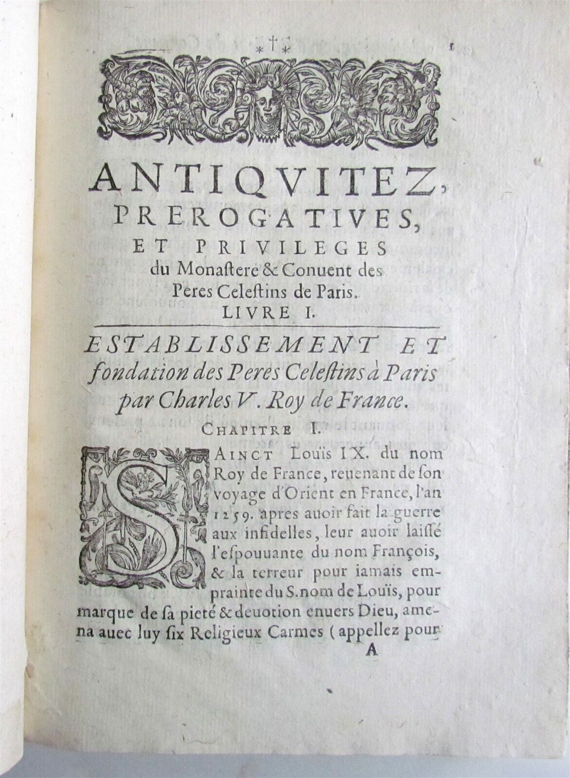 1634 antique Histoire du monastere et convent des Peres in FRENCH