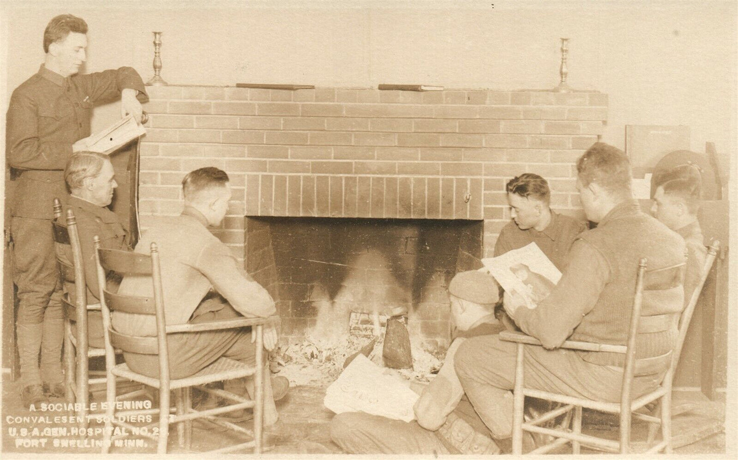 FORT SNELLING MN US ARMY GEN. HOSPITAL WWI ERA ANTIQUE REAL PHOTO POSTCARD RPPC