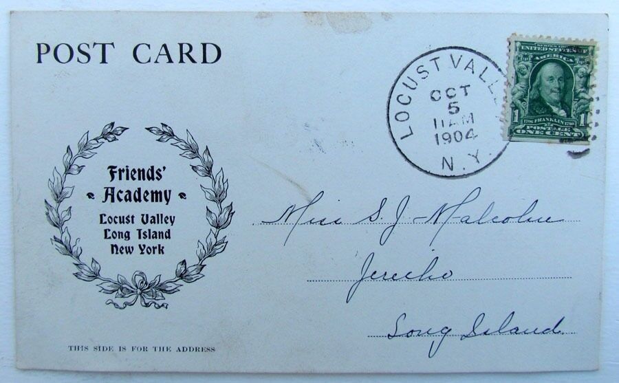 VINTAGE 1904 UNDIVIDED POSTCARD FRIENDS ACADEMY LOCUST VALLEY NEW YORK