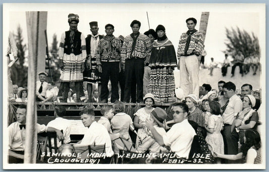 SEMINOLE INDIAN WEDDING MUSA ISLE FLORIDA VINTAGE REAL PHOTO POSTCARD RPPC