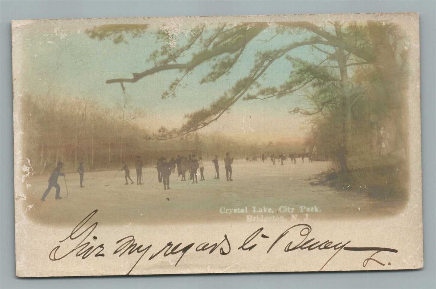 BRIDGETON NJ CRYSTAL LAKE CITY PARK ANTIQUE REAL PHOTO POSTCARD RPPC