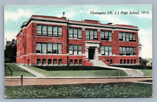 FLEMINGTON NJ HIGH SCHOOL 1915 ANTIQUE POSTCARD