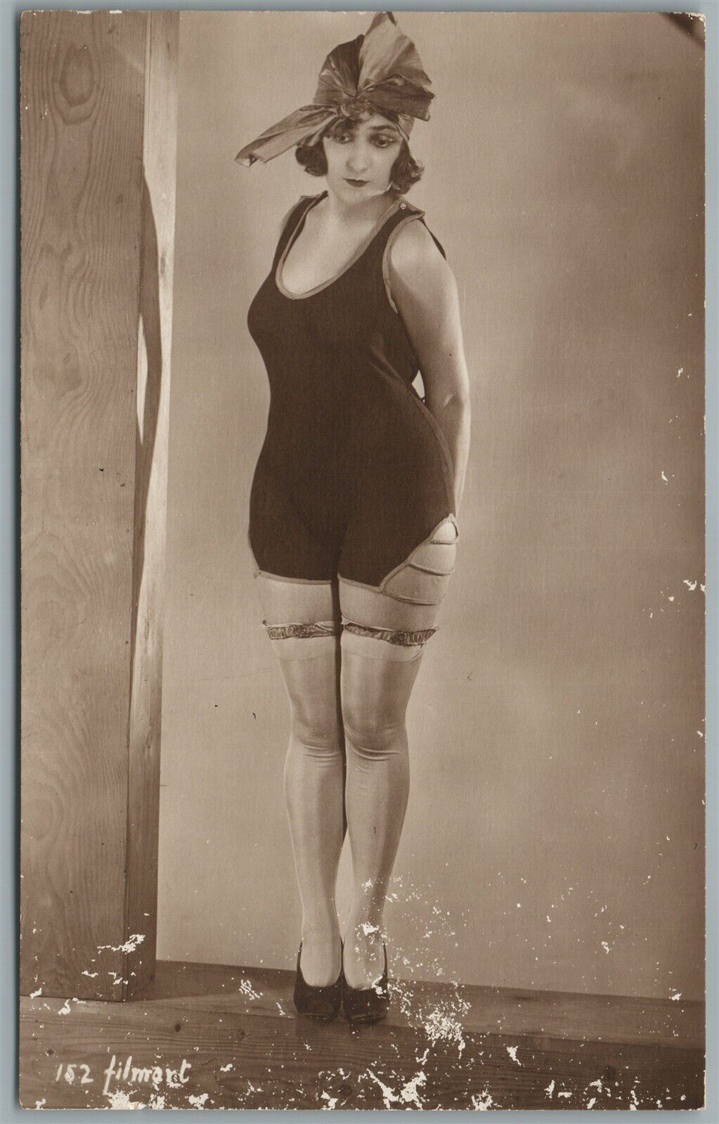 UNDERWEAR MODEL ANTIQUE REAL PHOTO POSTCARD RPPC
