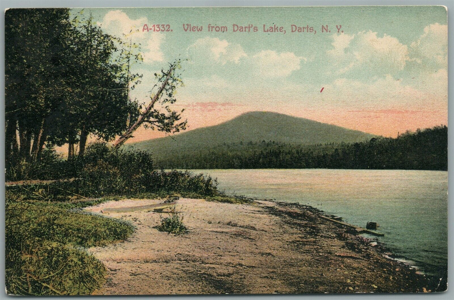 DARTS NY VIEW FROM LAKE ANTIQUE POSTCARD