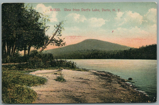 DARTS NY VIEW FROM LAKE ANTIQUE POSTCARD