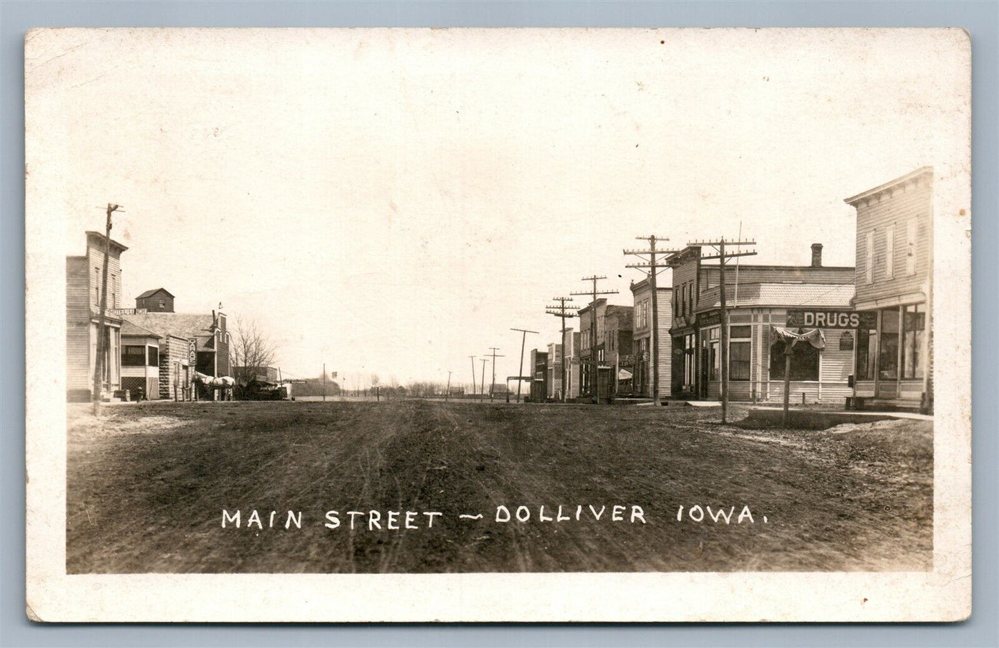 DOLLIVER IA MAIN STREET ANTIQUE REAL PHOTO POSTCARD RPPC