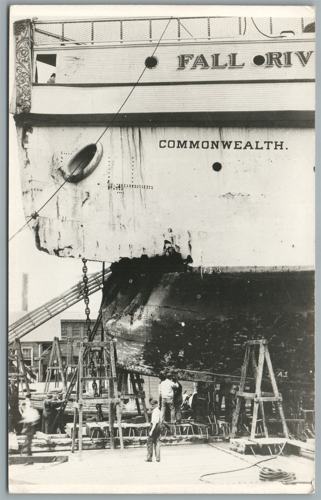 STEAMSHIP COMMONWEALTH in DOCK VINTAGE REAL PHOTO POSTCARD RPPC