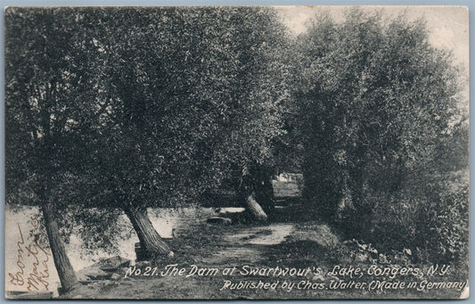 CONGERS NY DAM OF SWARTWOUT LAKE UNDIVIDED ANTIQUE POSTCARD