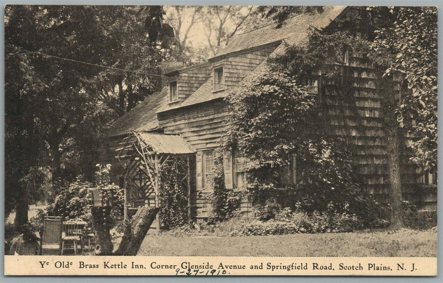 SCOTCH PLAINS NJ YE OLDE BRASS KETTLE INN ANTIQUE POSTCARD