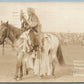 INDIAN WATCHING THE ROUND-UP PENDLETON ORE 1923 VINTAGE REAL PHOTO POSTCARD RPPC