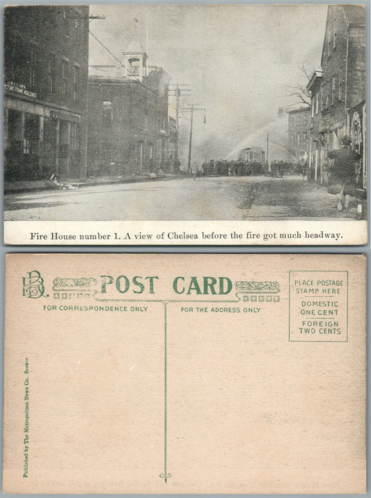CHELSEY MA 1908 FIRE ANTIQUE POSTCARD