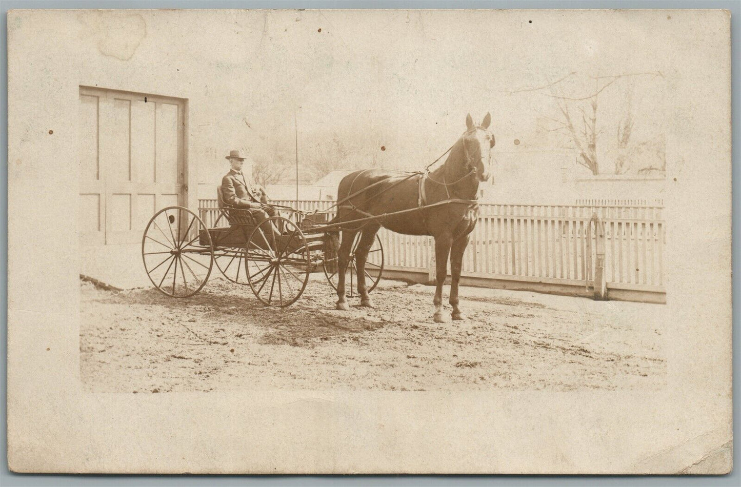 HORSE CARRIAGE ANTIQUE REAL PHOTO POSTCARD RPPC