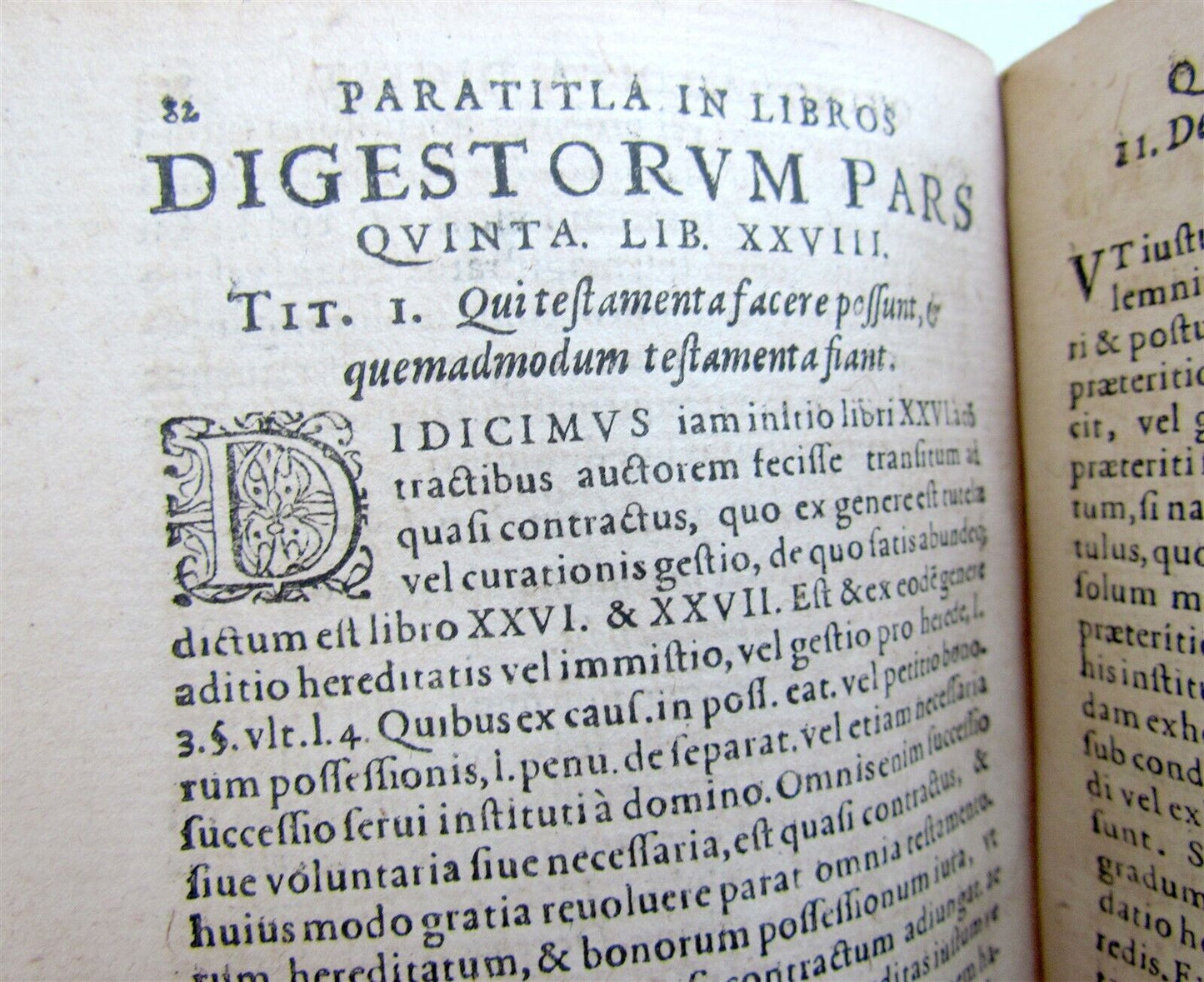 1588 LAW BOOK PARATITLA IACOBI CUIACII antique Jacques Cujas in LATIN vellum