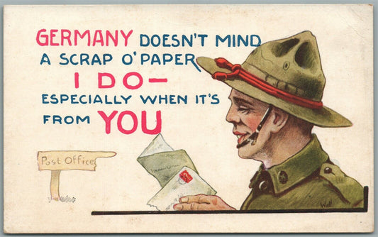 WWI ANTIQUE POSTCARD GERMANY DOESN'T MIND A SCRAP O'PAPER