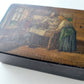 RUSSIAN ANTIQUE LACQUER BOX HAND PAINTED VINTAGE COUNTRY GENRE SCENE