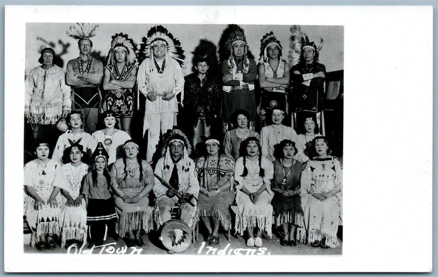 OLD TOWN ME INDIANS VINTAGE REAL PHOTO POSTCARD RPPC