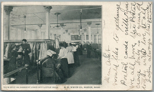 BOSTON MA R.H. WHITE CO. CLOTHING STORE ADVERTISING ANTIQUE POSTCARD