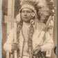 AMERICAN INDIAN BOY CHIEF TOMAHAWK PEACE PIPE HEADDRESS ANTIQUE REAL PHOTO RPPC