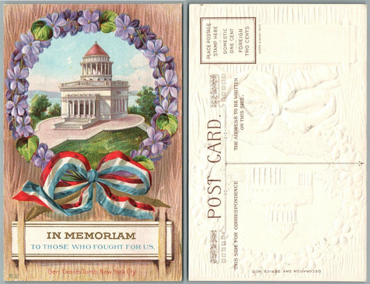 PATRIOTIC ANTIQUE EMBOSSED POSTCARD IN MEMORIAM TO THOSE WE FOUGHT FOR US