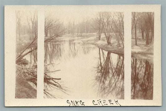 CEDAR FALLS IA SNAG CREEK VIEW ANTIQUE REAL PHOTO POSTCARD RPPC