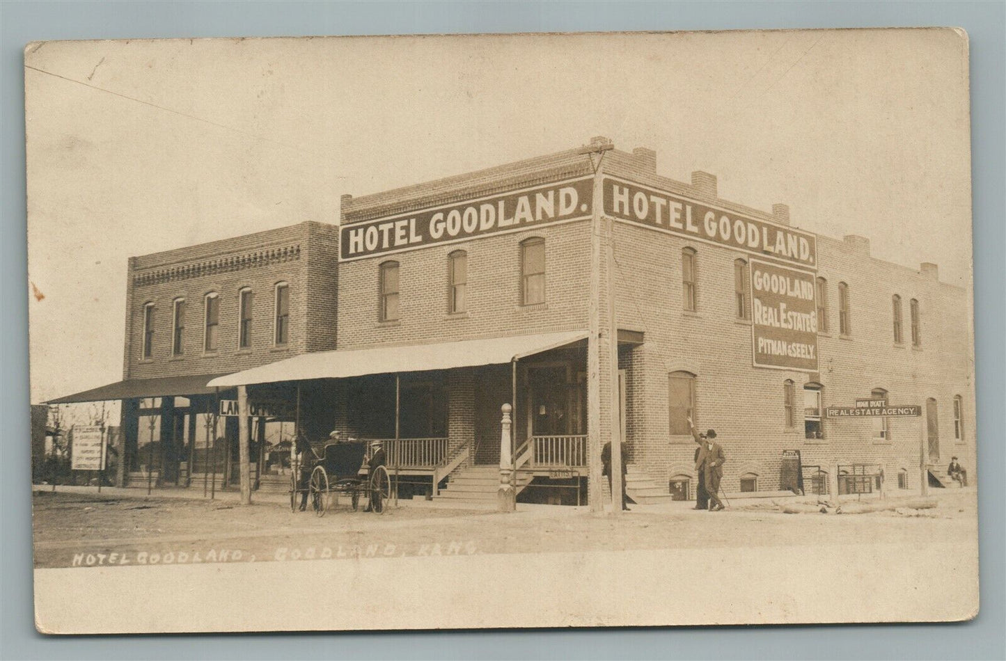 GOODLAND KS HOTEL ANTIQUE REAL PHOTO POSTCARD RPPC