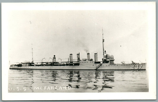 MILITARY SHIP U.S.S. McFARLAND VINTAGE REAL PHOTO POSTCARD RPPC