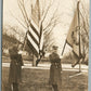 OFFICERS w/ AMERICAN FLAG WWI ERA ANTIQUE REAL PHOTO POSTCARD RPPC