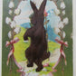 EASTER GREETINGS ANTIQUE POSTCARD w/ APPLIQUE REAL FUR RABBIT