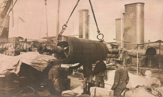 SHIP LOADING ANTIQUE REAL PHOTO POSTCARD RPPC