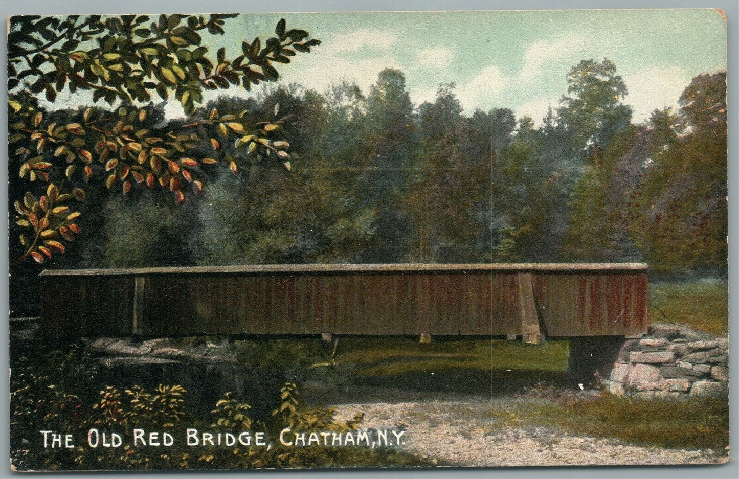 CHATHAM NY OLD RED BRIDGE ANTIQUE POSTCARD