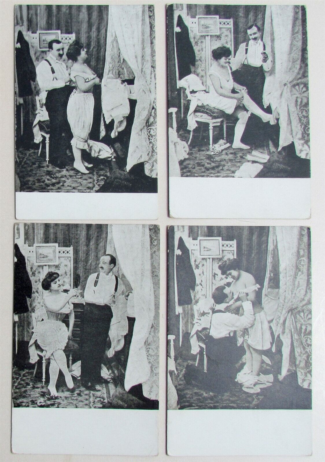 LOT OF 4 ANTIQUE RISQUE POSTCARDS