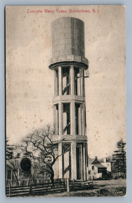 BORDENTOWN NJ CONCRETE WATER TOWER ANTIQUE POSTCARD
