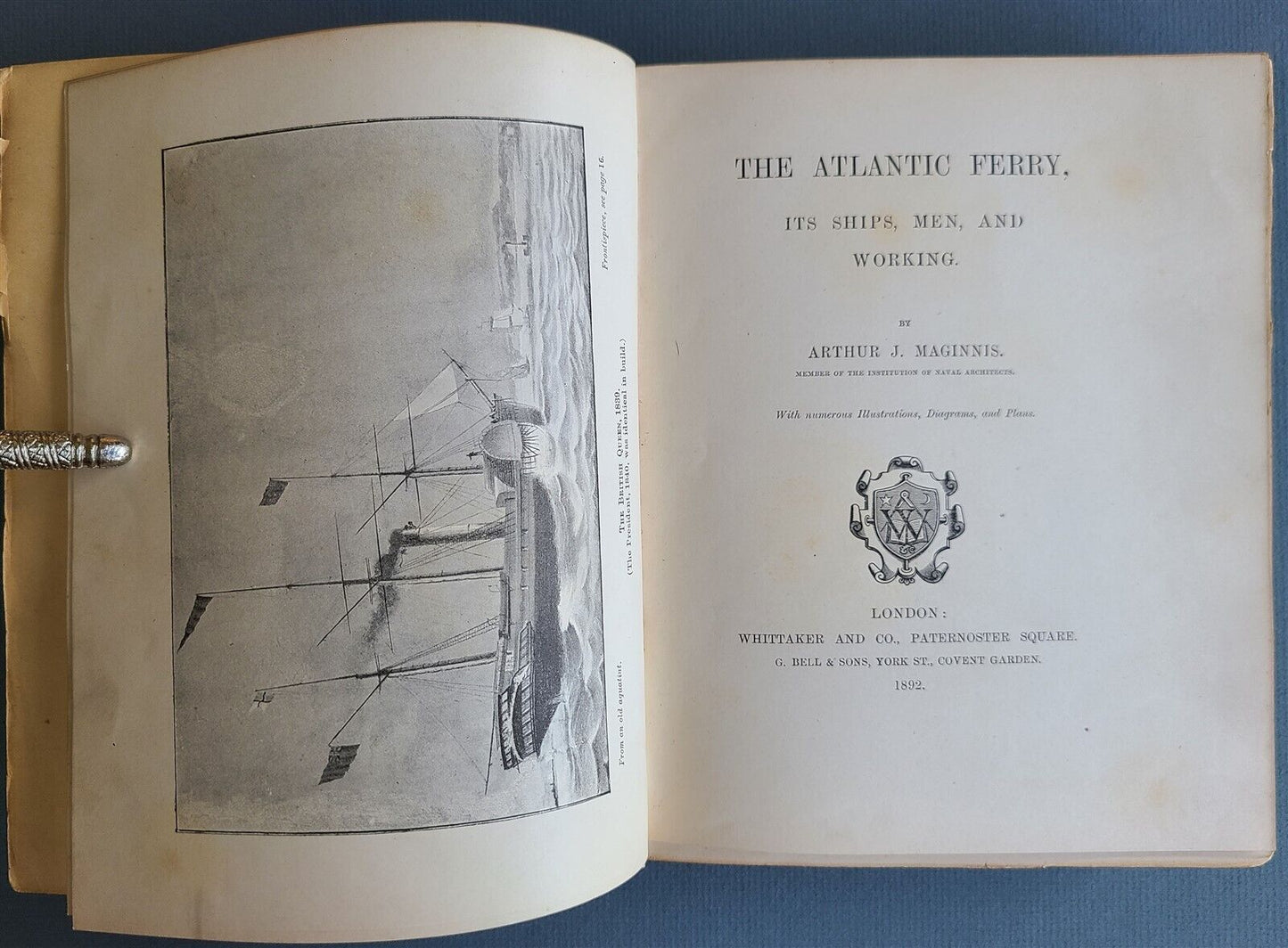 1892 THE ATLANTIC FERRY ITS SHIPS MEN & WORKING antique ILLUSTRATED Vellum bound