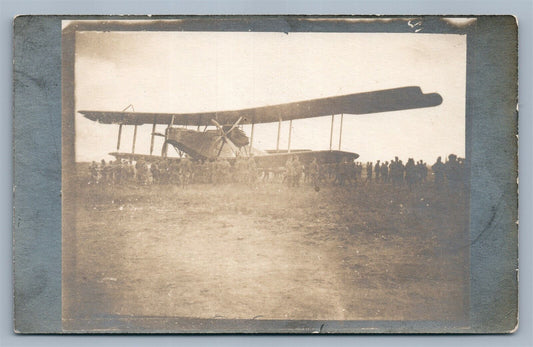 EARLY AVIATION BRITISH BOMBING PLANE WWI ANTIQUE REAL PHOTO POSTCARD RPPC