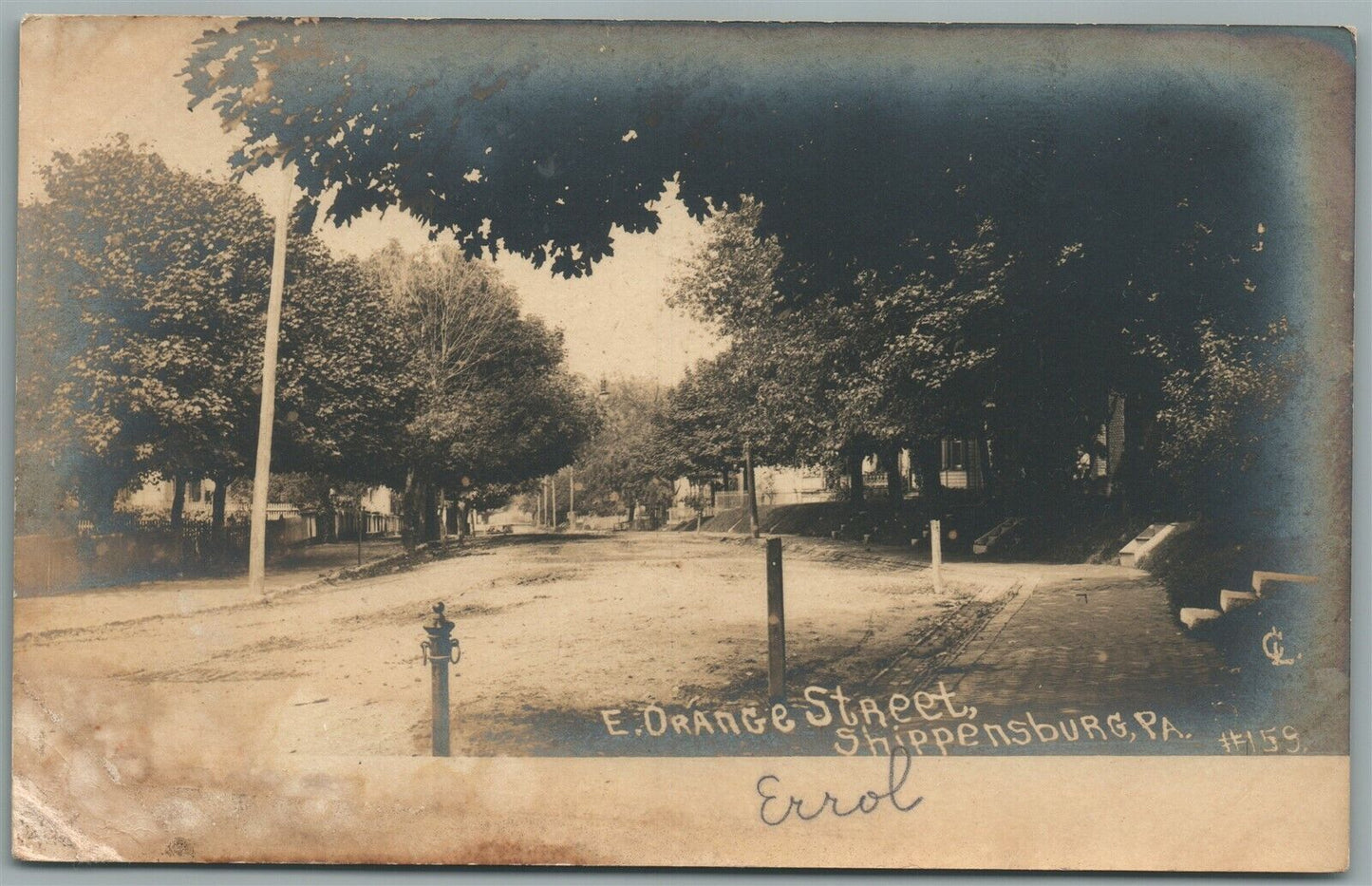 SHIPPENSBURG PA EAST ORANGE STREET ANTIQUE REAL PHOTO POSTCARD RPPC