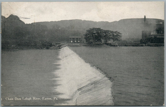 EASTON PA CHAIN DAM LEHIGH RIVER ANTIQUE POSTCARD